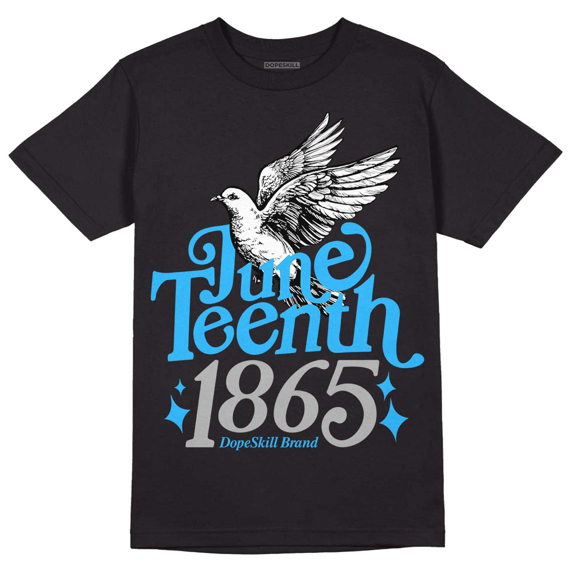 Jordan 2 Low "University Blue" DopeSkill T-Shirt Juneteenth 1865 Graphic Streetwear - Black