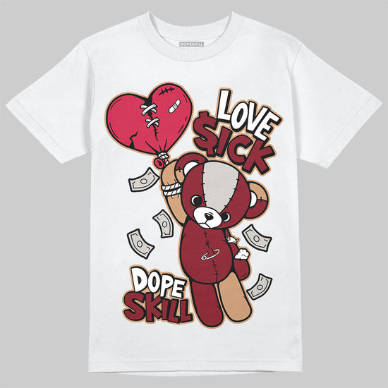 Adidas SAMBA OG ‘Collegiate Burgundy’ DopeSkill T-Shirt Love Sick Graphic Streetwear - White