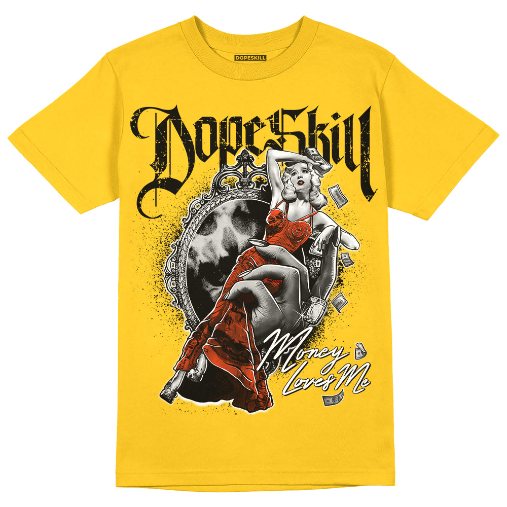 Jordan 4 Retro “Vivid Sulfur” DopeSkill Yellow T-shirt Money Loves Me Graphic Streetwear 