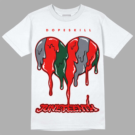 Jordan 2 White Fire Red DopeSkill T-Shirt Juneteenth Heart Graphic Streetwear - White