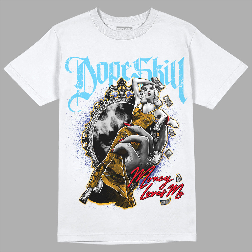 Jordan 1 Mid GS 'Six Championships' DopeSkill T-Shirt Money Loves Me Graphic Streetwear - White 