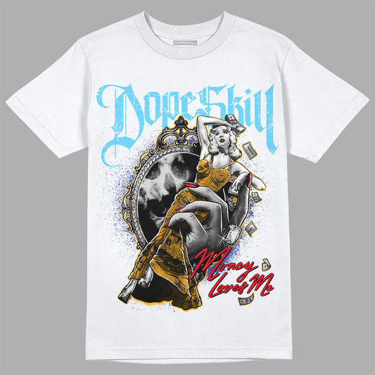 Jordan 1 Mid GS 'Six Championships' DopeSkill T-Shirt Money Loves Me Graphic Streetwear - White 