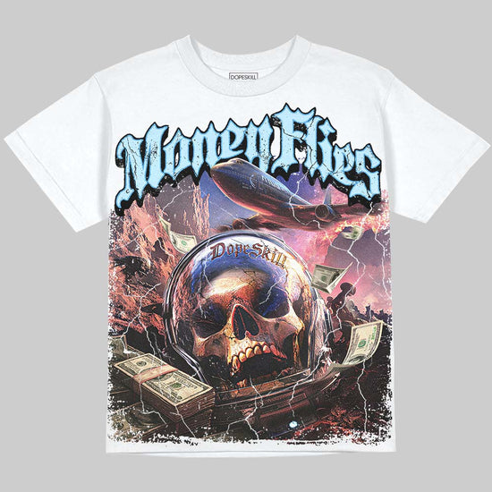 Jordan 11 University Blue DopeSkill Oversize Print T-Shirt Money Flies Graphic Streetwear - White
