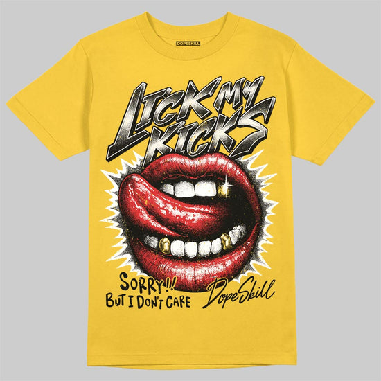Jordan 5 'Tokyo' DopeSkill T-Shirt Lick My Kicks Graphic Streetwear - Gold