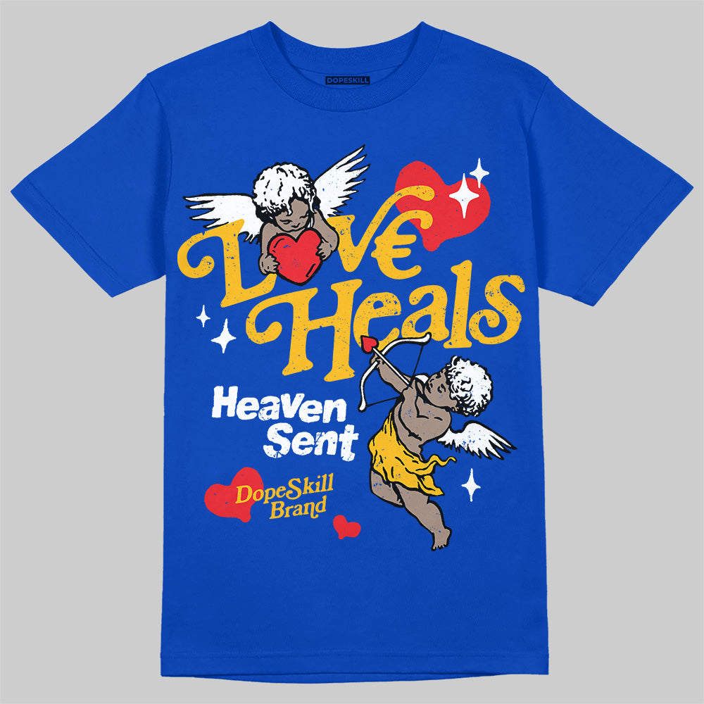 Royal Blue Sneakers DopeSkill T-Shirt New Love Heals Graphic Streetwear - Royal