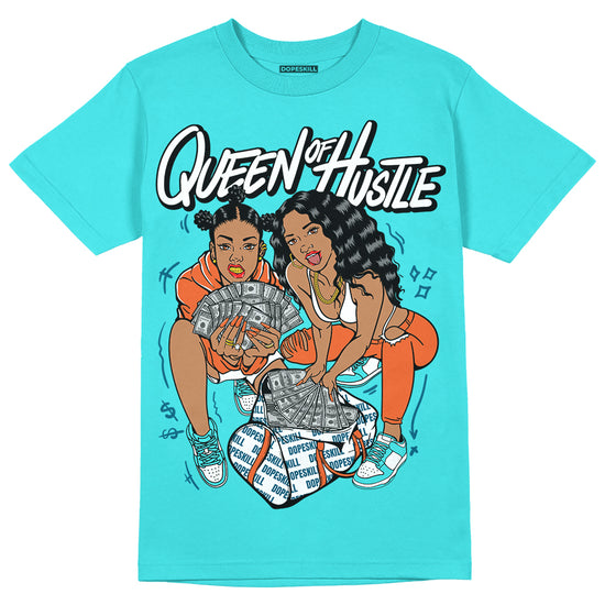 Dunk Low “Miami Dolphins” DopeSkill Tahiti Blue T-shirt Queen Of Hustle Graphic Streetwear 