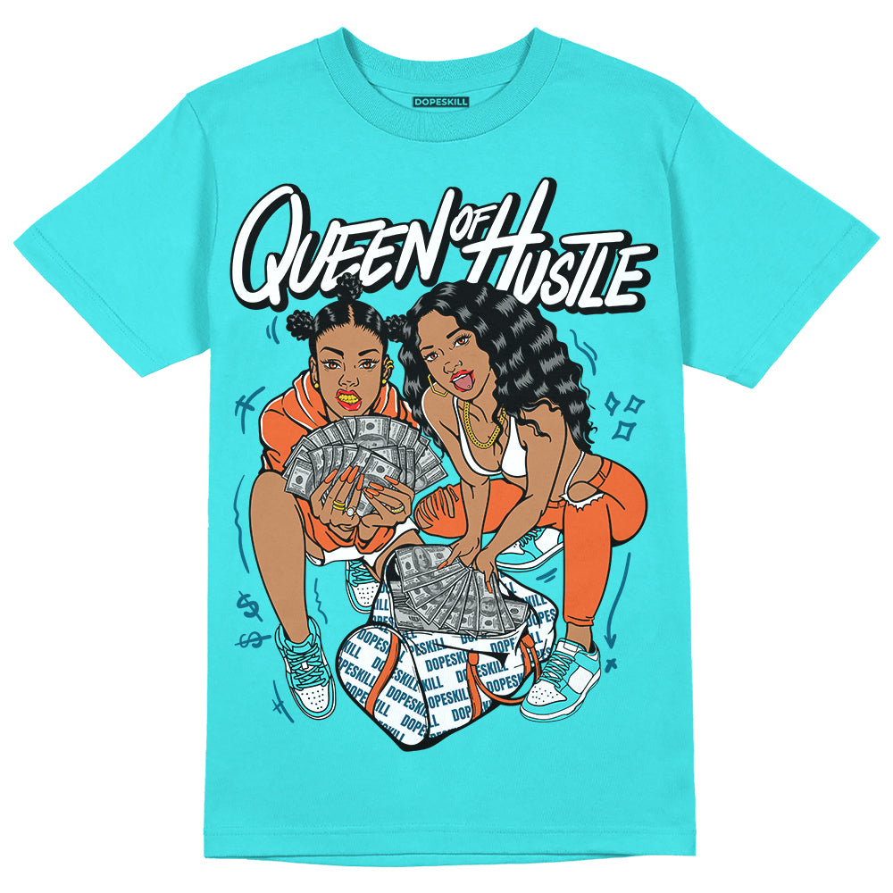 Dunk Low “Miami Dolphins” DopeSkill Tahiti Blue T-shirt Queen Of Hustle Graphic Streetwear 