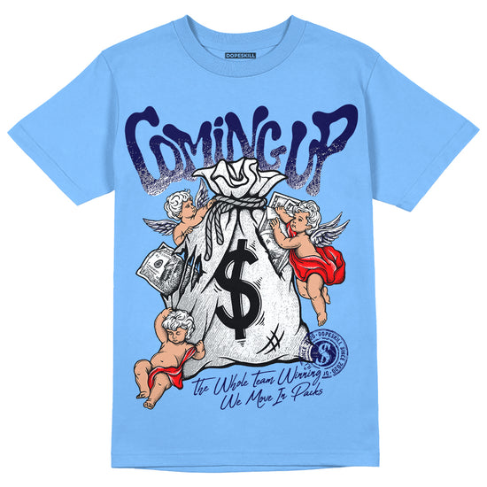 Jordan 9 Powder Blue DopeSkill Tropical Blue T-shirt Money Bag Coming Up Graphic Streetwear 