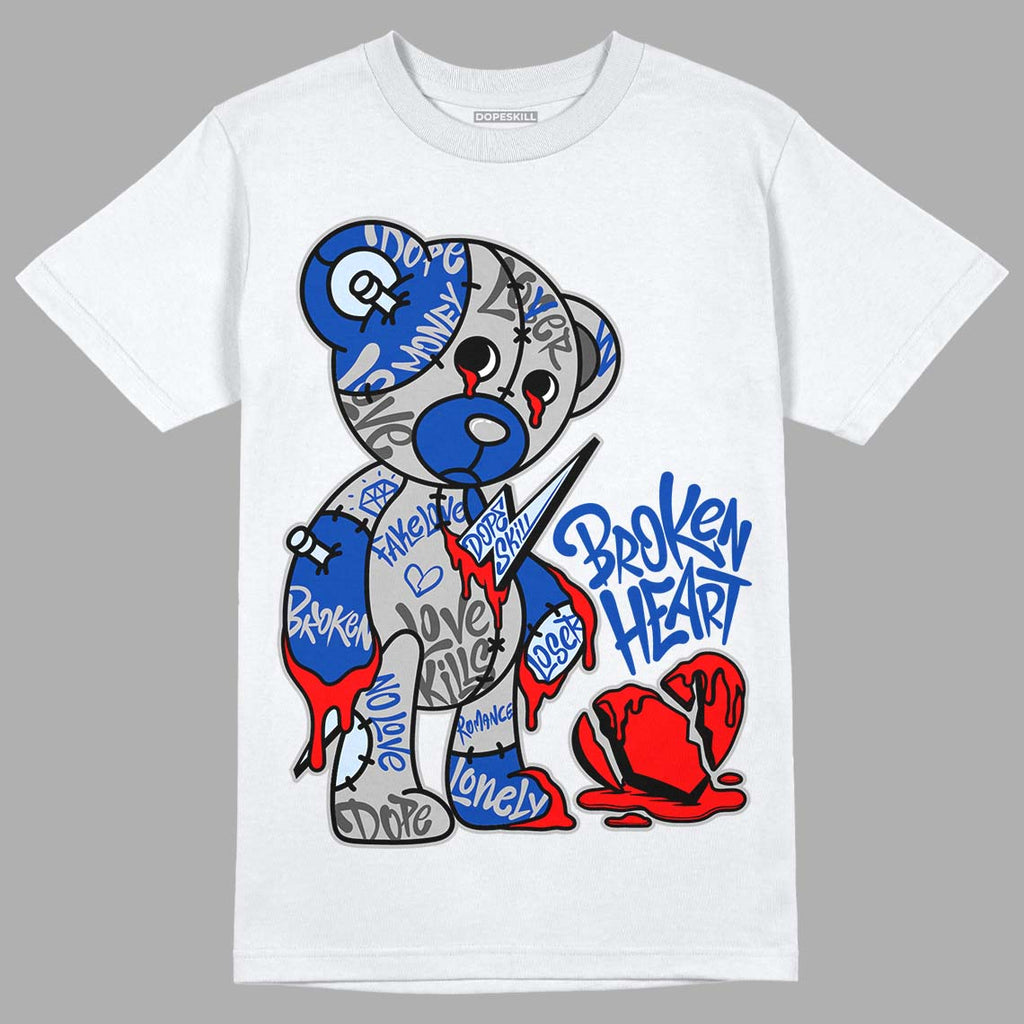 Jordan 5 Racer Blue DopeSkill T-Shirt Broken Heart Graphic Streetwear - White