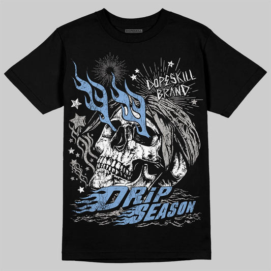 Jordan 5 Retro University Blue DopeSkill T-Shirt Drip Season Graphic Streetwear - Black