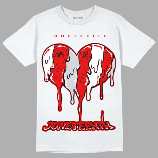 Jordan 4 Retro Red Cement DopeSkill T-Shirt Juneteenth Heart Graphic Streetwear - White