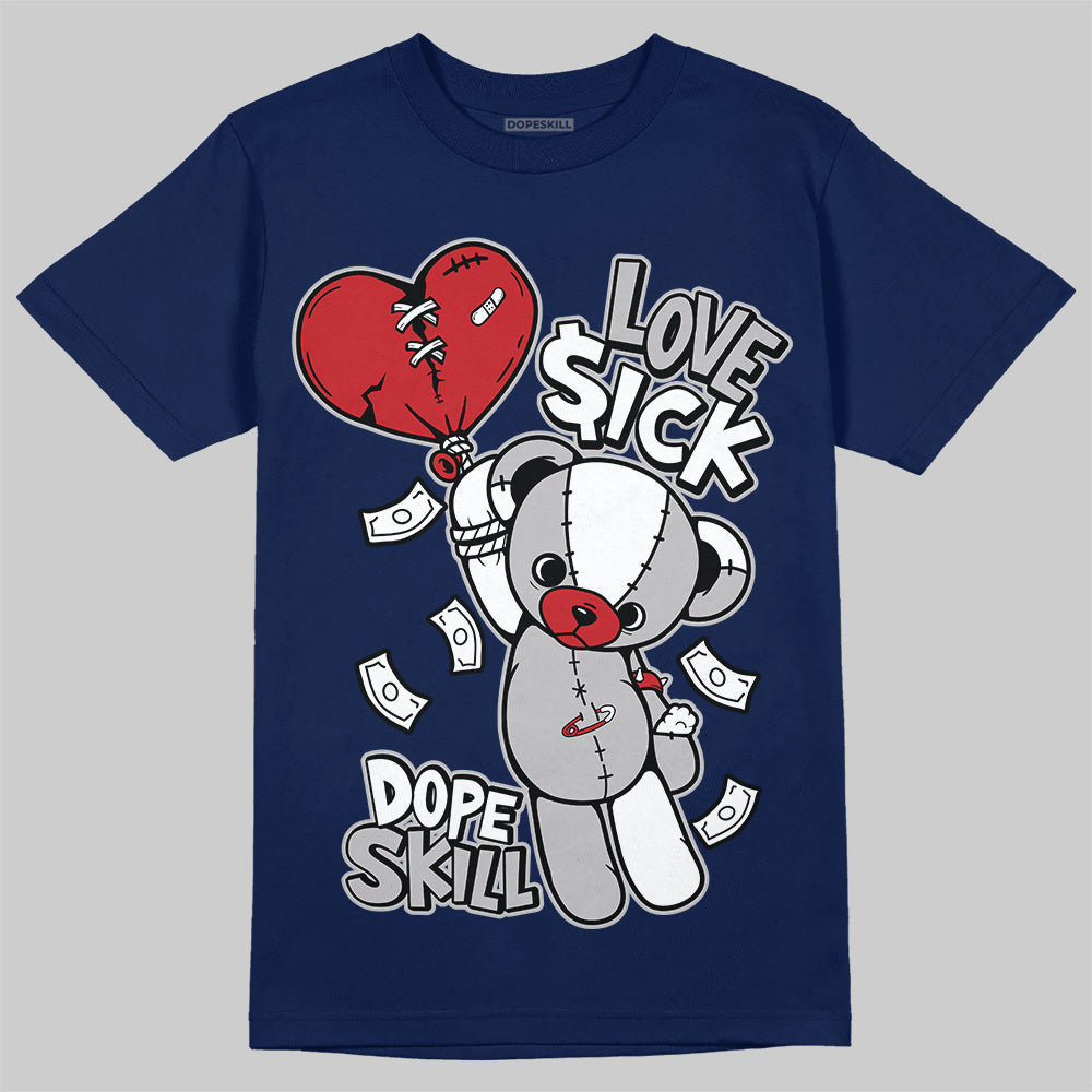 Jordan 4 SB “Summit White/Navy” DopeSkill T-Shirt Love Sick Graphic Streetwear - navy