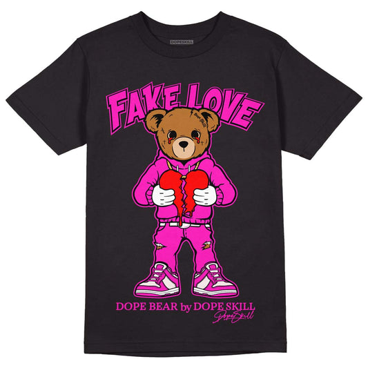 Dunk Low GS “Active Fuchsia” DopeSkill T-Shirt Fake Love Graphic Streetwear - Black