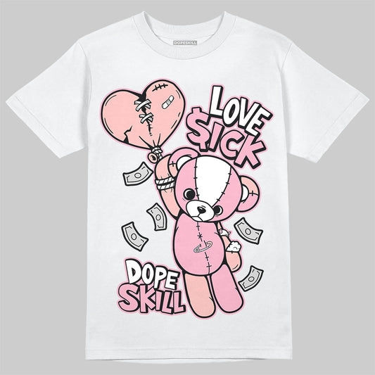 AMIRI White & Pink Stars Court Sneakers DopeSkill T-Shirt Love Sick Graphic Streetwear - White