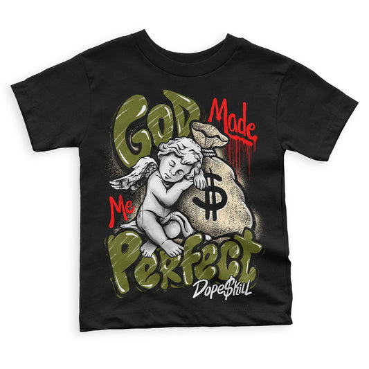 Travis Scott x Air Jordan 1 Low OG “Olive” DopeSkill Toddler Kids T-shirt God Made Me Perfect Graphic Streetwear - Black 