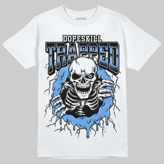 Jordan 5 Black University Blue DopeSkill T-Shirt Trapped Halloween Graphic Streetwear - White