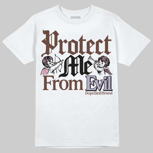 Harris Tweed x Dunk Low Denim Turquoise and Baroque Brown DopeSkill T-Shirt Protect Me From Evil Graphic Streetwear - White