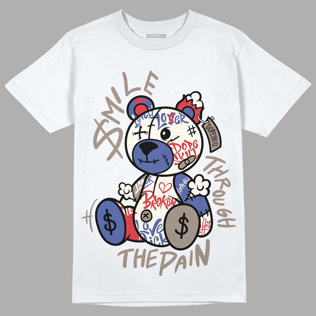 Jordan 4 Sail Canvas DopeSkill T-shirt  Smile Through The Pain Graphic Streetwear - White