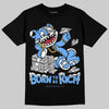 Jordan 5 Black University Blue DopeSkill T-Shirt Born To Be Rich Graphic Streetwear - black