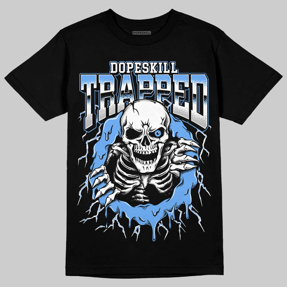 Jordan 5 Black University Blue DopeSkill T-Shirt Trapped Halloween Graphic Streetwear - Black