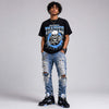 Black University Blue 5s DopeSkill T-Shirt Trapped Halloween Graphic