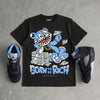 Black University Blue 5s DopeSkill T-Shirt Born To Be Rich Graphic