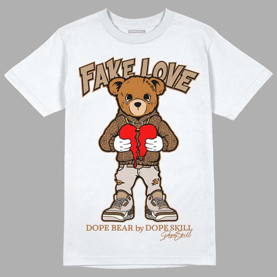 Jordan 3 Retro Palomino DopeSkill T-Shirt Fake Love Graphic Streetwear - White