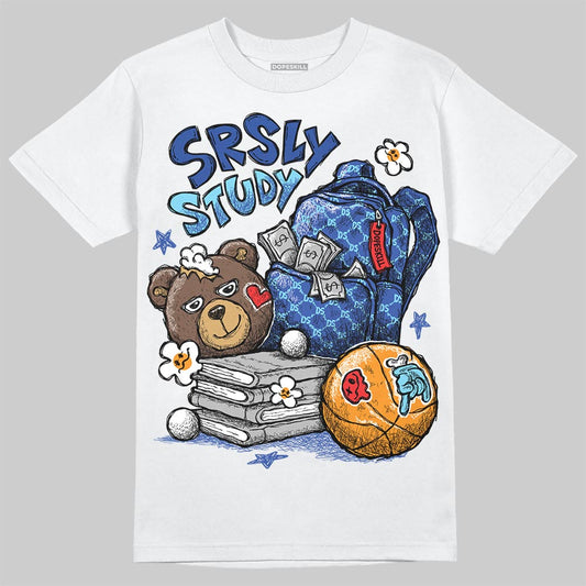 Royal Blue Sneakers DopeSkill T-Shirt SRSLY Study Graphic Streetwear - White