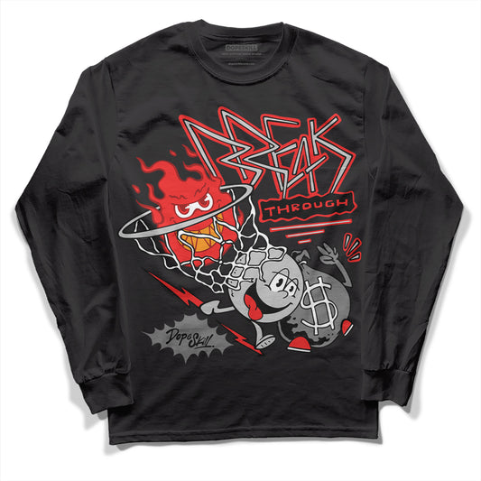 Jordan Spizike Low Bred DopeSkill Long Sleeve T-Shirt Break Through Graphic Streetwear - Black