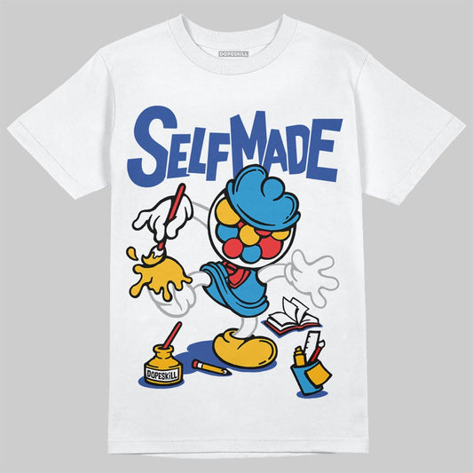 Royal Blue Sneakers DopeSkill T-Shirt Self Made Graphic Streetwear - White