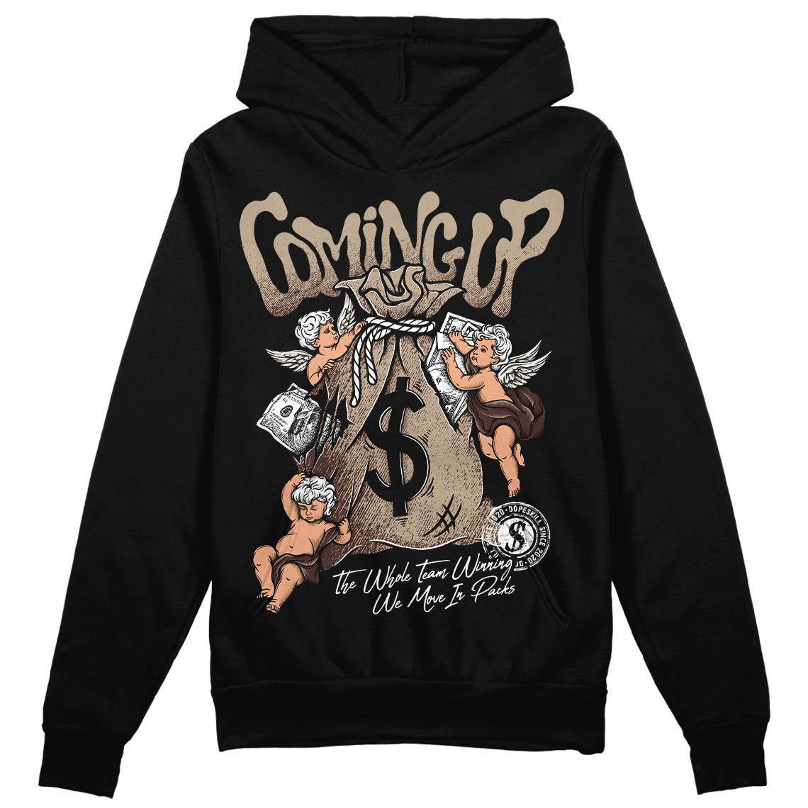 Jordan 1 High OG “Latte” DopeSkill Hoodie Sweatshirt Money Bag Coming Up Graphic Streetwear - Black