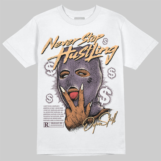 A Ma Maniére x Air Jordan 3 Black Violet Ore DopeSkill T-Shirt Never Stop Hustling Graphic Streetwear - White