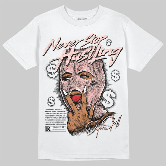 Lanvin Leather Curb Glitter Pale Pink DopeSkill T-Shirt Never Stop Hustling Graphic Streetwear  - White