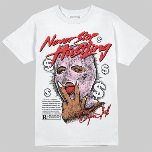 Awake NY x Air Jordan 5 Arctic Pink DopeSkill T-Shirt Never Stop Hustling Graphic Streetwear - White