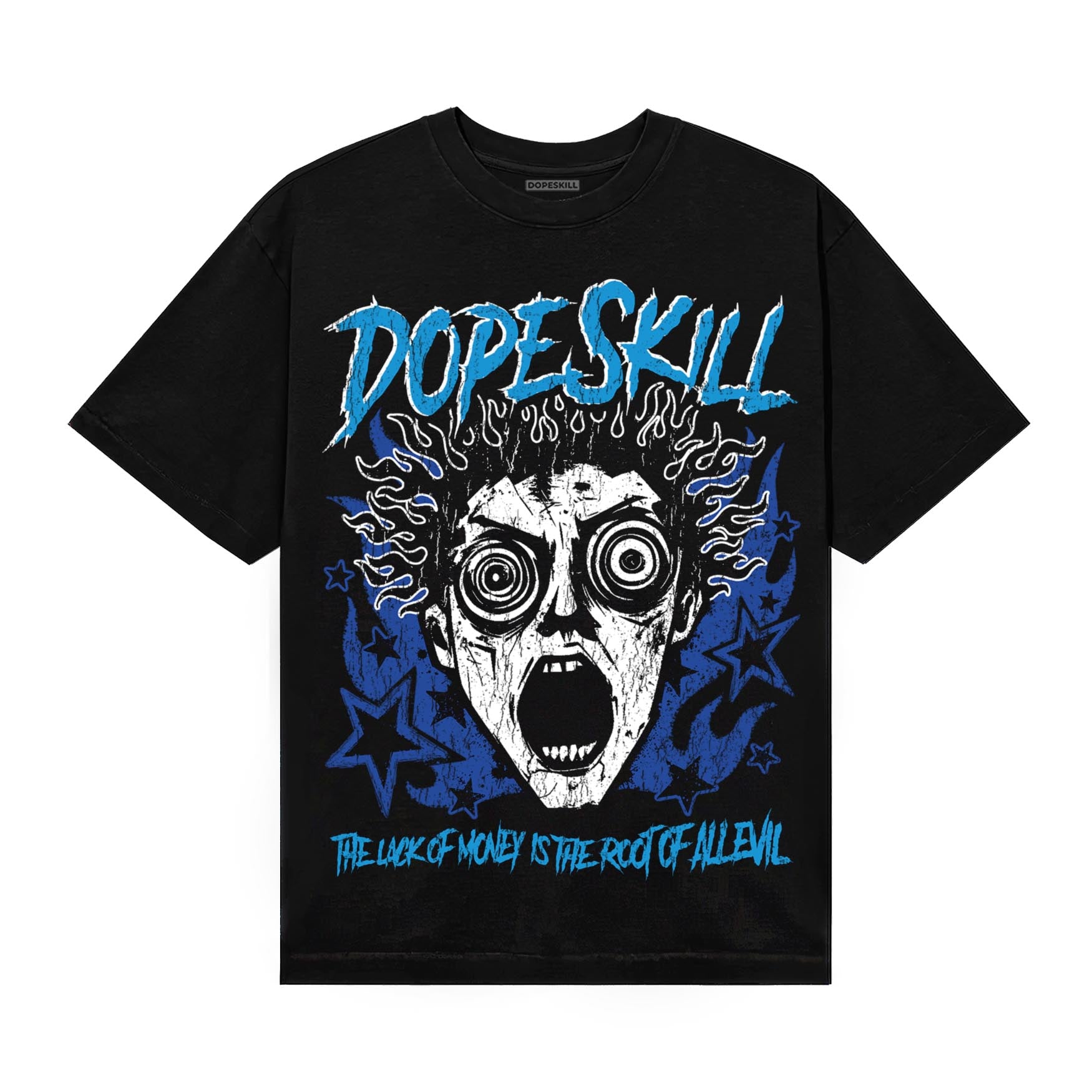 Royal Blue Sneakers DopeSkill T-Shirt Root of Evil Graphic Streetwear - black