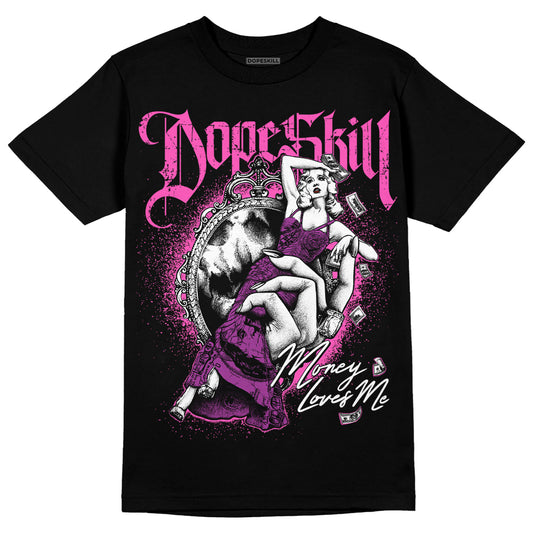 Jordan 4 GS “Hyper Violet” DopeSkill T-Shirt Money Loves Me Graphic Streetwear - Black