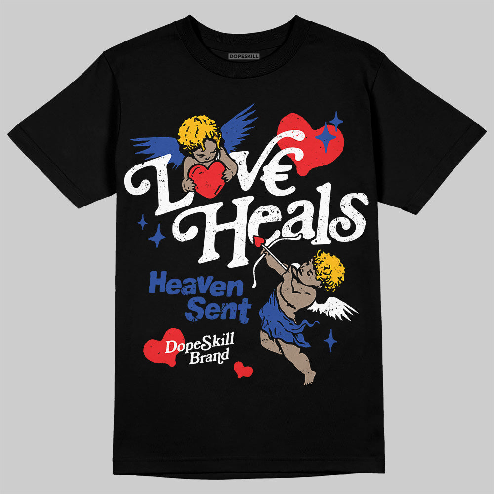 Royal Blue Sneakers DopeSkill T-Shirt New Love Heals Graphic Streetwear - Black