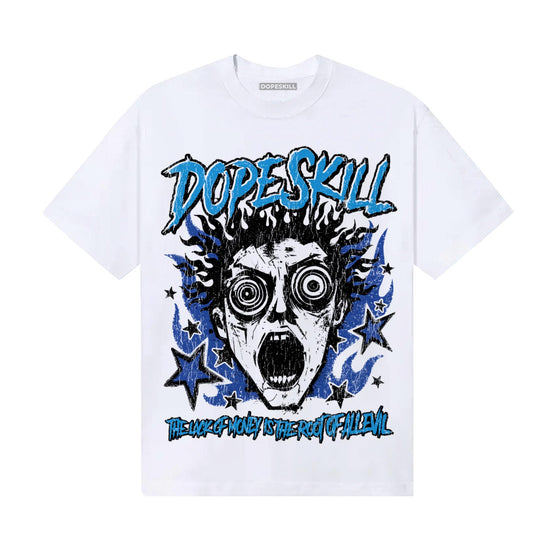 Royal Blue Sneakers DopeSkill T-Shirt Root of Evil Graphic Streetwear - White