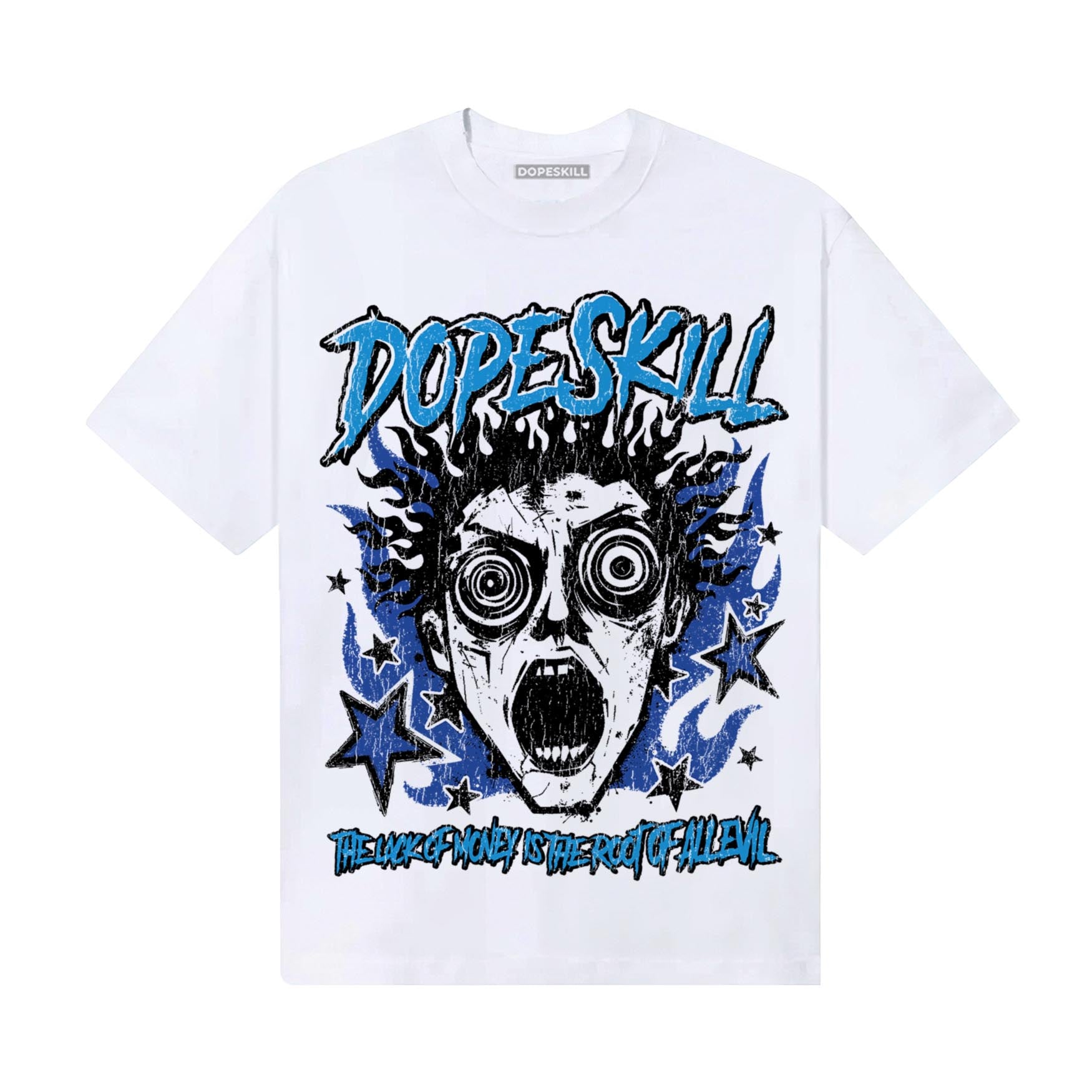 Royal Blue Sneakers DopeSkill T-Shirt Root of Evil Graphic Streetwear - White