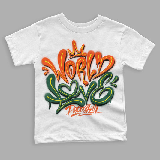 Dunk Low Team Dark Green Orange DopeSkill Toddler Kids T-shirt World Love Graphic Streetwear - White