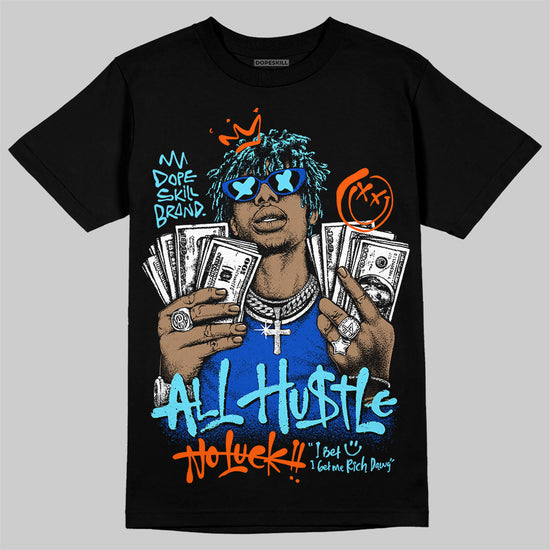 Royal Blue Sneakers DopeSkill T-Shirt All Hustle No Luck Graphic Streetwear - Black