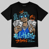 Royal Blue Sneakers DopeSkill T-Shirt All Hustle No Luck Graphic Streetwear - Black