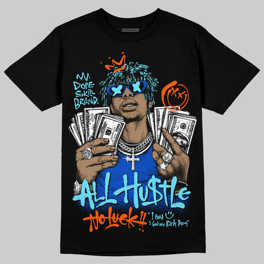 Royal Blue Sneakers DopeSkill T-Shirt All Hustle No Luck Graphic Streetwear - Black