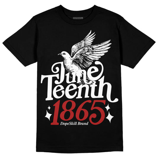 Jordan 14 "Black/White" DopeSkill T-Shirt Juneteenth 1865 Graphic Streetwear - Black 