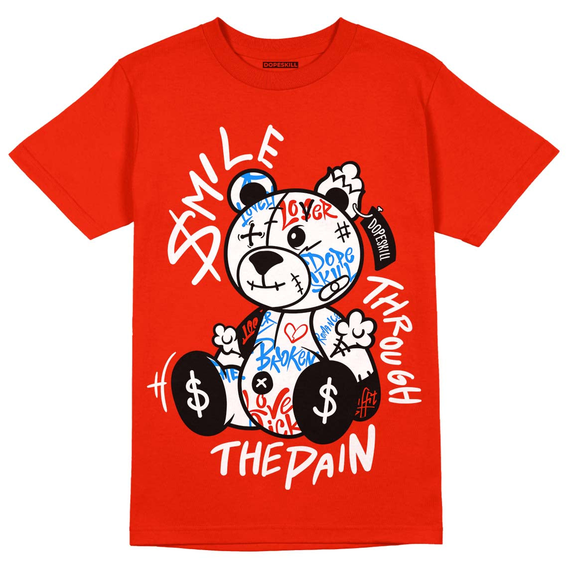 Jordan 6 Retro Toro Bravo DopeSkill Varsity Red T-Shirt Smile Through The Pain Graphic Streetwear 