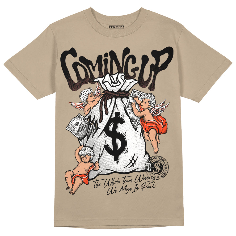 Jordan 1 High OG “Latte” DopeSkill Medium Brown T-shirt Money Bag Coming Up Graphic Streetwear