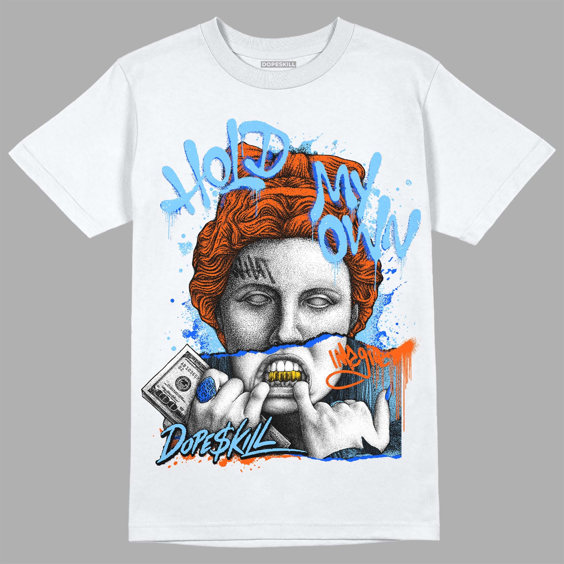 Dunk Low Futura University Blue DopeSkill T-shirt Hold My Own Graphic Streetwear - White