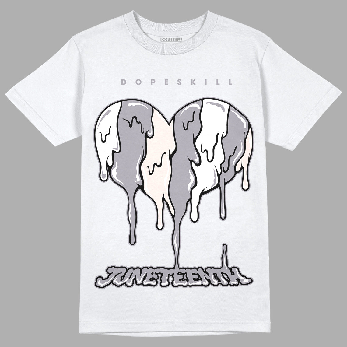 Jordan 2 Cement Grey DopeSkill T-Shirt Juneteenth Heart Graphic Streetwear - White