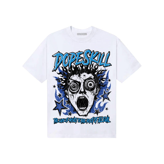 Royal Blue Sneakers DopeSkill T-Shirt Root of Evil Graphic Streetwear - White