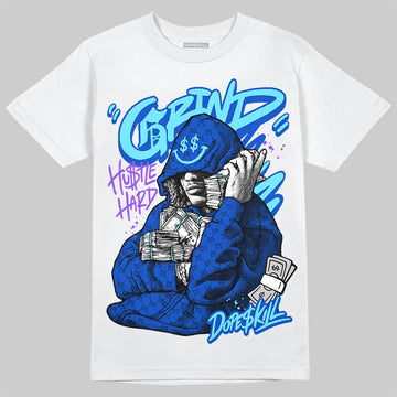 Royal Blue Sneakers DopeSkill T-Shirt Grind Pray Graphic Streetwear - White